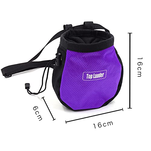Rock Climbing Chalk Bag with Zipper Pocket for Hunting Hiking Fitness Gym - color: Purple
