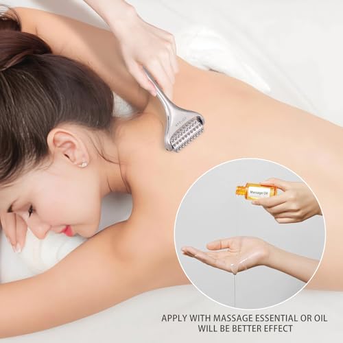 Acupuncture Massage Roller with Acupressure Spikes Roller Massager | Stainless Steel Massage Tool Face Roller, Back & Leg, Finger & Foot Roller, Spiky Massage Roller for Muscle Rolling Massage