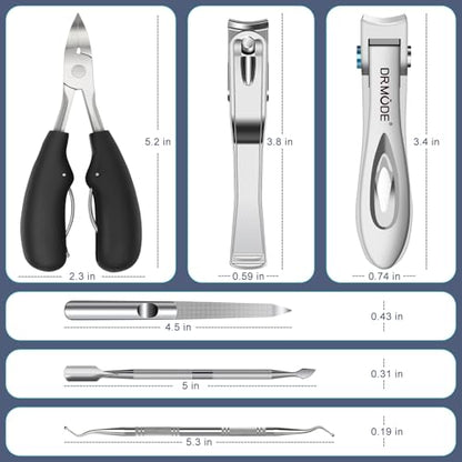 Toenail Clippers for Seniors Thick Toenails - Wide Jaw Opening Large Toe Nail Clippers for Thick Ingrown Nails, Professional Sharp Heavy Duty Nail Clipper Cutter for Mens Seniors with Leather Case - style: 6PCS Toenail Clippers