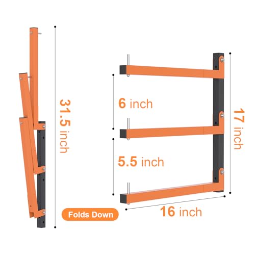 Lumber Rack Wall Mount, Lumber Storage Rack, Heavy Duty Wood Storage Racks with 9-Level System, 1080 lb Substantial Garage Wood Organizer, Orange Lumber Metal Racks for Indoor and Outdoor (6 PACK) - style: A– 6 Pack, 9-Tier