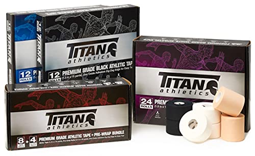 12 Pack White Athletic Tape (45ft Rolls) - Athletes Trainers Injuries & First Aid - Premium Medical Sports Tape - Wrap & Support Ankles & Wrists - Easy Tear Design with Zinc Oxide & No Sticky Residue - color: White - 12 Pack