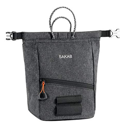 Petzl SAKAB Rock Climbing Chalk Bag - Gray (200g) | Large, Roll-Top Bouldering Chalk Bucket