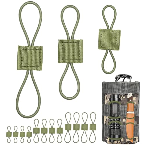 15PCS Tactical Bag Molle Attachment,3 Sizes Elastic Molle Webbing Binding Ribbons, Molle Backpack Attachments for Backpack and Outdoor Bag - color: Military Green
