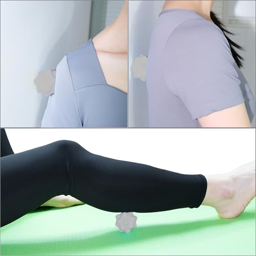 Small Spiky Massage Ball Trigger Point Massage Tool. Solid Bumpy Massager Balls for Deep Tissue Myofascial Release Hand Foot Plantar Fasciitis Pain Relief Knots Acupoint Yoga Fitness 2.2×2.1" (Gray) - color: Gray