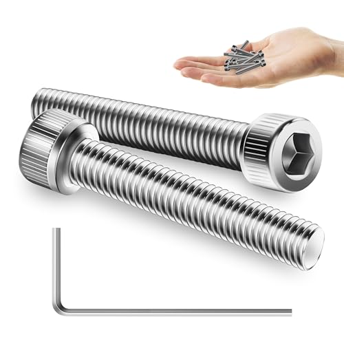 Mywish (100Sets) M3 Bolts, M3 x 20mm Socket Head Cap Screws Bolts, 304 Stainless Steel Allen Socket Hex Drive Screws, Bright Finish M3 Screw Kit with Nuts and Washers & Hex Spanner - size: M3 x 20mm