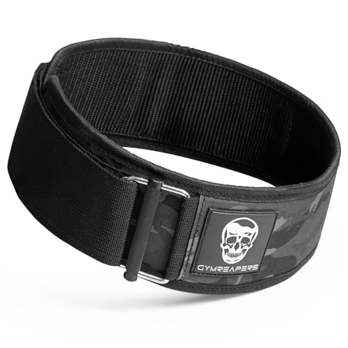 Gymreapers Quick Locking Weight Lifting Belt for Men Gym Belt for Powerlifting Deadlift Belt with 4 Inch Neoprene Metal Buckle Back Support Weightlifting Belt Women - color: Black Camo, size: X-Small