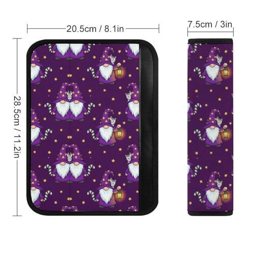 2PCS Cartoon Sleepy Gnome Purple Seat Belt Shoulder Pad Soft Padded Harness Pads Strap for Adults and Children, All Vehicles, Anti-Slip Pad - color: Pattern 343