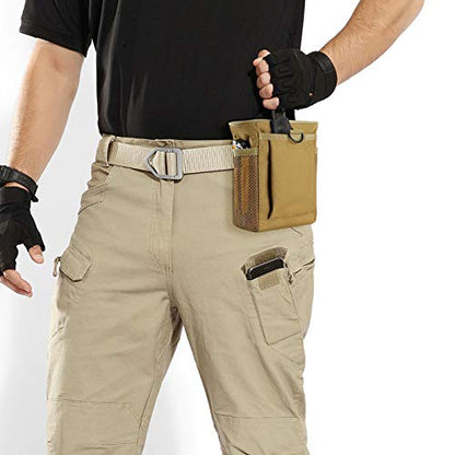 FRTKK Tactical Molle Drawstring Magazine Dump Pouch Outdoor Ammo Pouch, Adjustable Military Utility Belt Fanny Hip Holster Bag - color: 2 Pack-Tan