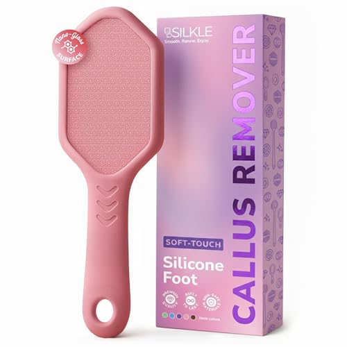 SILKLE Nano Glass Foot File - Foot Callus Remover for Feet & Foot Scrubber | Silicone Grip for Non-Slip Control - Foot Scrubber for Dead Skin, Heel Scraper for Cracked Heels & Foot Exfoliator - Pink - style: Pink