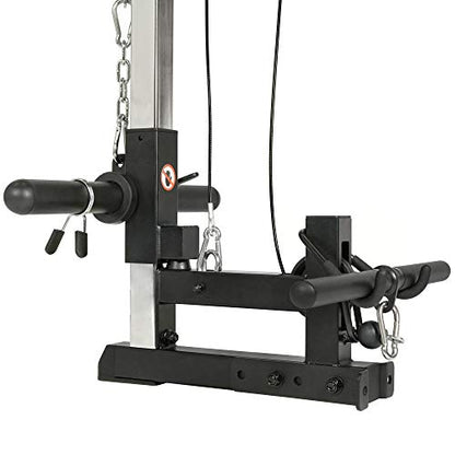 Sunny Health & Fitness Power Zone Strength Rack Power Cage - 1000 LB Weight Capacity, Spotter Bar, Angled Pull-Up Bar, J-Hooks, Resistance Band Pins, Optional LAT Pull Down - style: Lat Pull Down Attachment