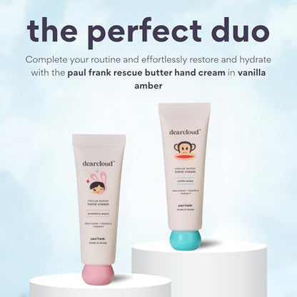 Paul Frank Rescue Butter Hand Cream – Shea Butter (Strawberry Peach) | Shea Butter · Vitamin E · Vitamin F · Paul Frank design · for dry & cracked hands