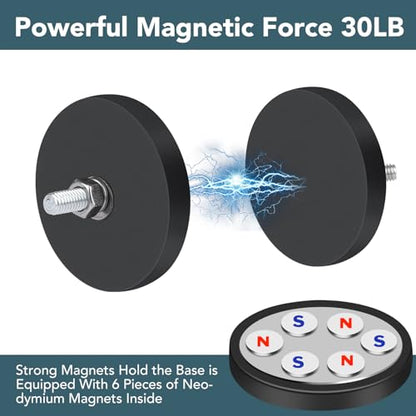 DIYMAG Rubber Coated Neodymium Magnets 1.69in 30lbs 6pcs | Anti-Scratch Large Magnet Base, with M5 Threaded Studs Nuts, Powerful Holding, For Light Bar, Camera, PTZ Installation - size: M5-30LB-1.69in