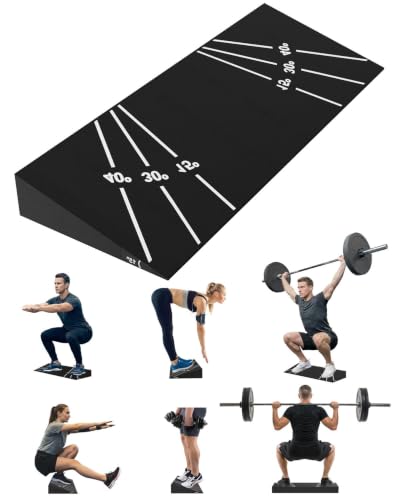1000 lb Capacity Squat Wedge Block 15° for Squats. Non Slip Heel&One Piece | Heel elevated squat block non slip slant board for calf stretching. knee over toes weight lifting Home Gym Accessory