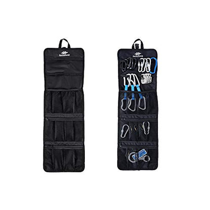 Rock Climbing Gear Storage Bag Foldable Waterproof Roll Up D-Ring Climbing Quickdraw Hanging Tool Equipment Gear Carabiner Organizer Collection Bag Carry Pouch 420D Oxford Cloth