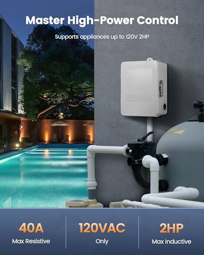 SURAIELEC Digital Pool Timer, 40AMP 120V 2HP, 7-Day Programmable Timer | Programmable Box for Swimming Pump, Landscape Lights, Lights, Simultaneously Controls Up to 2HP Devices, Outdoor/Indoor Use - style: 120VAC 2HP