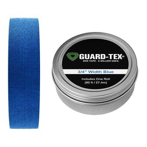 Guard-Tex® Blue Athletic Finger Tape - Self-Adhesive Natural Cotton Air-Mesh™ No Residue - 3/4 Inch - 1 Roll, 90 Ft + Tin - USA Made - color: Cobalt Blue, size: 1 roll, 3/4"
