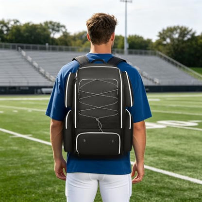 Football Backpack Bag with Separate Shoe Compartment, Large Capacity Sports Gear Bag with Multiple Pockets, Fence Hook & Padded Shoulder Straps, Durable Sports Duffel for Youth and Adult Players