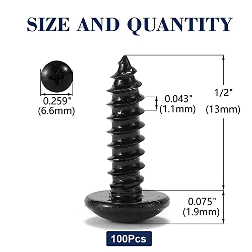 #4 x 1/2" Wood Screw 100Pcs Truss Head Phillips 18-8 (304) Stainless Steel Fast Self Tapping Screws Black Oxide by SG TZH - size: #4 x 1/2"