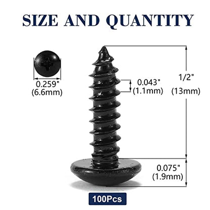 #4 x 1/2" Wood Screw 100Pcs Truss Head Phillips 18-8 (304) Stainless Steel Fast Self Tapping Screws Black Oxide by SG TZH - size: #4 x 1/2"