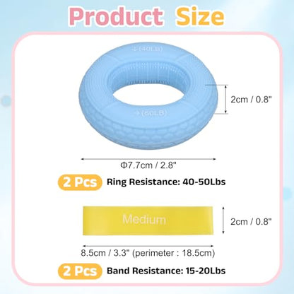 Silicone Ring Grip Strength Trainer with Finger Extension Band, Hand Grip Strengthener Forearm Trainer - color: Sky Blue, size: 40-50LB