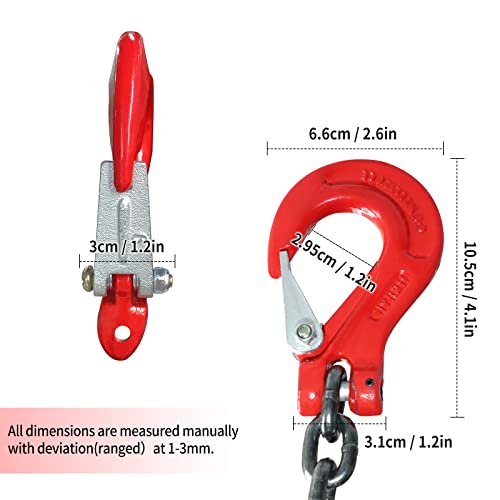 Pindex 1/4 Inch X 5 Ft Chain Slings for Lifting, G80 Alloy Steel Lifting Sling Hoist 3 Ton with 4 Leg Grab Hooks, 5 Feet - size: 5Ft 3T G80 Alloy