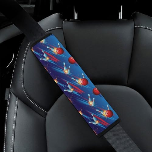Soft Padded Seat Belt Cover for Girls and Boys, Stroller Pushchair High Chair, 2 Piece Bowling Ball Sport Shoulder Protector Anti-Slip Pad - color: Pattern 1183