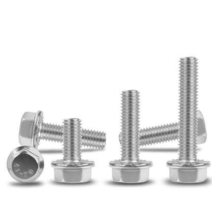 M8x35mm Serrated Flanged Hex Head Screws Bolts 25pcs HS/JXLS-10 | 304 Stainless Steel, External Hex Machine Screws, Equipped with Hex Sleeve, for Construction, for Automotive, for Industrial - size: M8x35mm