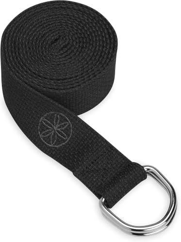 Gaiam Yoga Strap Premium Athletic Stretch Band with Adjustable Metal D-Ring Buckle Loop | Exercise & Fitness Stretching for Yoga, Pilates, Physical Therapy, Dance, Gym Workouts - color: Black, size: 8ft (Pack of 12)