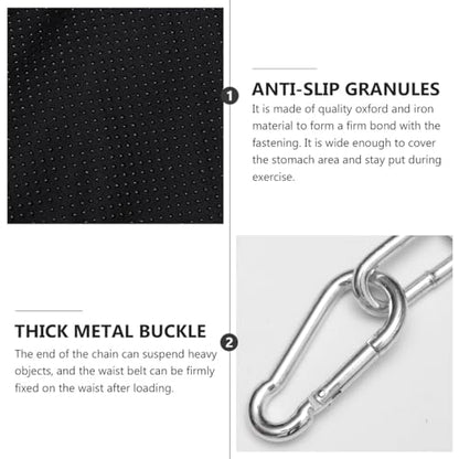 Weightlifting Dip Belt with Reinforced Chain and Metal Buckle for Bodybuilding Strength Training Support Waist Belt for Dips and Chin-ups Comfortable Contoured Design