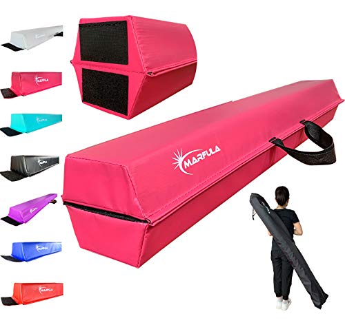 MARFULA Balance Beam - Folding Floor Gymnastics Equipment for Kids, Non Slip Base - 6 FT to 10 FT for Home Gym Use - color: Pink, size: 6ft