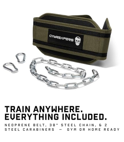 Gymreapers Dip Belt With Chain For Weightlifting, Pull Ups, Dips - Heavy Duty Steel Chain For Added Weight Training - color: Ranger Green