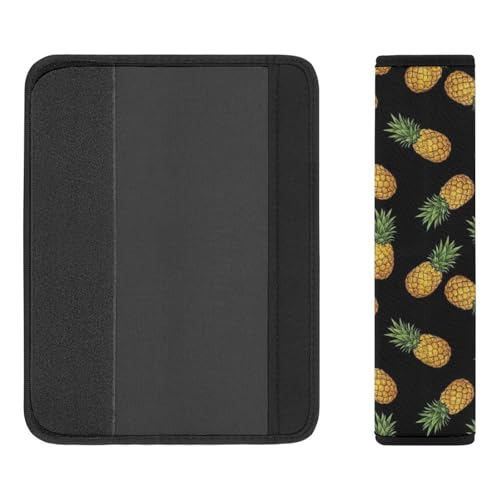 2 Piece Soft Padded Seat Belt Shoulder Pad for Adult Use, All Vehicles, Pineapple Tropical Fruits Automotive Seat Belt Protector, Easy Install (No Tool) - color: Pattern 1035