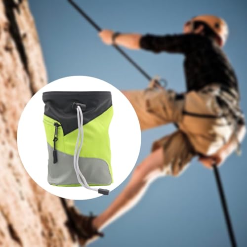 Chalk Bag for Rock Climbing Storage Pouch Practical Wear Resistant Waist Belt Chalk Carrier Bag for Weight Lifting Bouldering - color: Grey Green