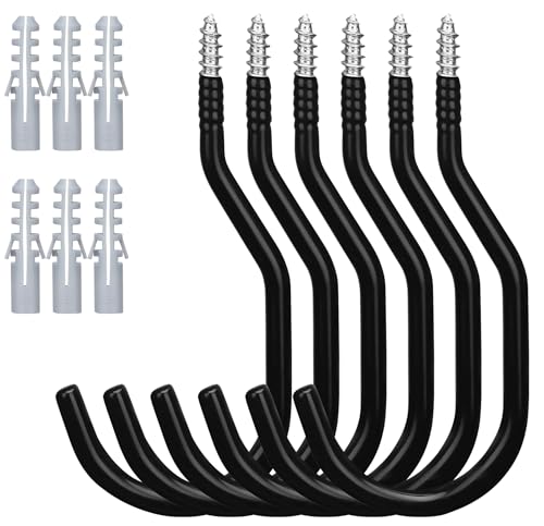 HORUSDY 6 Pack Heavy Duty Bike Hooks - 7.5 inches, 100LBS Capacity for Garage Wall and Ceiling - color: Black, size: 7.5"(6PCS)