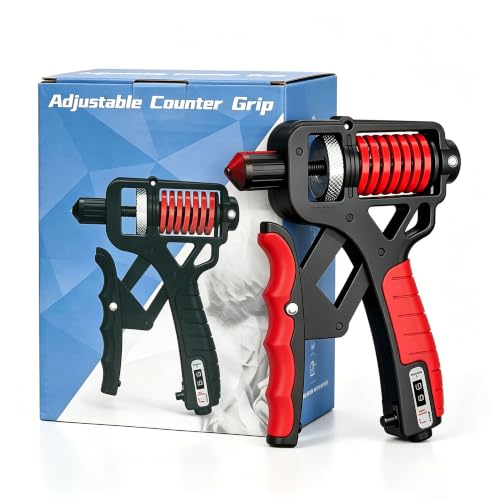 Ergonomic Adjustable H-Grip Hand Trainer Forearm Strengthener with Counter, Adjustable 11-330 Lbs, TPR Non-slip Handles, LED Counter with Accidental Reset Protection for Therapy & Stress Relief - color: Red, size: Mechanical Counting