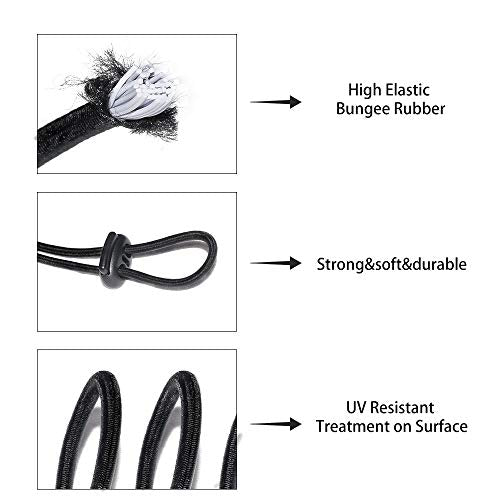 42 Pcs Cord Locks End Spring Toggle Stopper Zipper Pull Ends Fastener Buttons with 18 Yard Elastic Bungee Cord Stretch String for Drawstring, Shoelaces, Pants, Backpack, Bags, Luggage, DIY Crafting