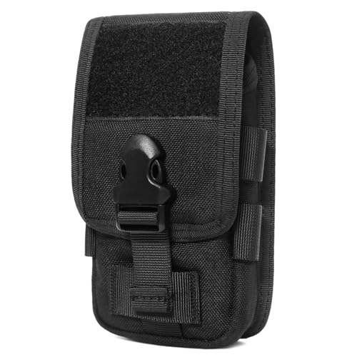 TRIWONDER Tactical Phone Pouch Molle, Smartphone Holster Bag EDC Utility Cellphone Lock Card Holder Organizer Fit for Waist Belt Case - color: 03 Black