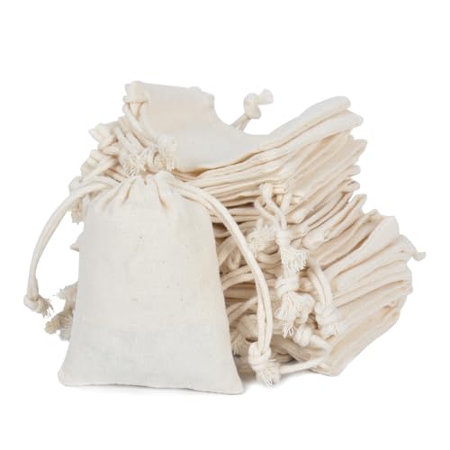 gobyhumm 50 Pcs Cotton Muslin Drawstring Sachet Pouch Bags （2.8 * 3.5"） | Pure Cotton Sachet Bags，Reusable Empty Gift Pouches for Party Home Supplies - color: 50 pcs,2.8*3.5"