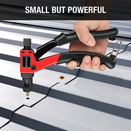 NEXTACK Rivet Nut Tool Kit with Step Drill Bit & 80 Nutserts for Tight Space, 8 Inch Rivnut Tool Set Riveter with 8 Mandrels 6-32 8-32 10-24 1/4-20 M3 M4 M5 M6 in Organized Rugged Carrying Case NT600 - size: 8-inch Single-handed Rivnut Tool Kit/80 Nutsert