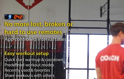Flex Timer - Gym Edition - Bluetooth App-Controlled Wall Mounted 23" LED Gym Clock with Large 4.0" Digits for Crossfit, Tabata, HIIT, EMOM, MMA, Boxing, Interval Training, Circuits, Workouts