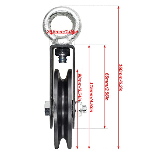 Uenhoy 2 Pack 90mm Cable Pulley Silent 330lbs LAT Gym Attachment | Nylon Wheel & Iron Bearing, 360° Swivel Prevents Tangling, Silent Running, 330lbs Capacity, For Gym Hoist Clothesline - size: 2 Pcs Cable Pulley