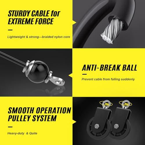 Concho Weight Pulley System, Upgraded Cable Pulley System Gym with Adjustable Weight Cable&Detachable Handles, Workout Pulley System for LAT Pulldown Triceps Biceps Curl Chest Home Gym Attachments