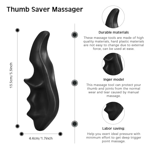 Nuanchu 2 Pcs Black Thumb Saver Massage Tool Deep Tissue Massager for Pressure Reflexology Professional Neck Shoulder Back Foot Stress Relief - color: Black