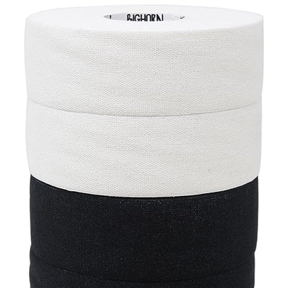 Bighorn Athletics Boxing Tape 1" × 45ft, 6 Rolls, Black & White | Extra sticky 1" athletic tape for boxing & hand wrapping. Strong adhesive, EZ-tear. Protects knuckles, no residue on skin. - color: Black & White
