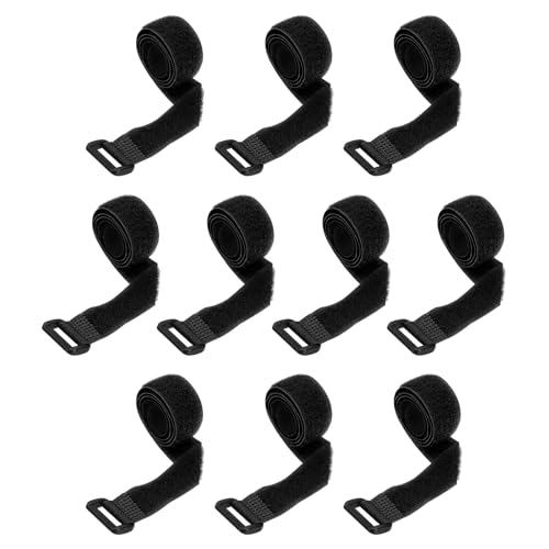 PATIKIL 0.8"x18" Reusable Cinch Straps, 10Pcs Adjustable Nylon Multipurpose Hook and Loop Cable Securing Straps with Plastic Buckle for Organizer Storage Cables Cords Ropes, Black - color: Black, size: 0.8" x 18"