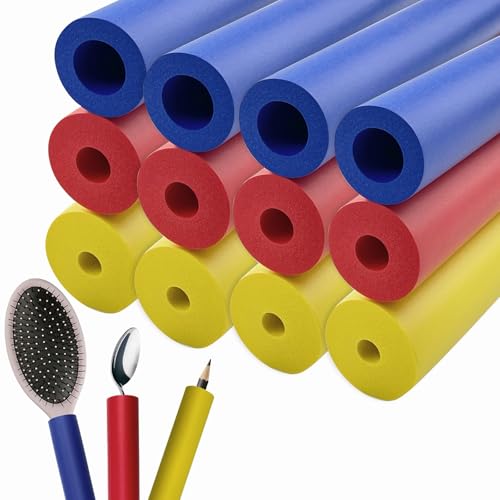 12 Pack Foam Grip Tubing for Utensils Tools Pens - 3 Sizes, Comfort Grip for Elderly, Disabled, Arthritis, Multicolor - size: 12 Count