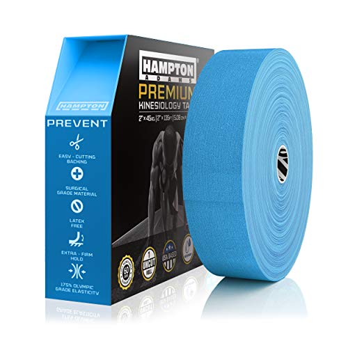 Hampton Adams | As Seen on Shark Tank | Original Kinesiology Tape | 135ft Uncut Bulk Roll | Supports & Protects Muscle Wrist Knee Shoulder Back Plantar Fasciitis | Waterproof Hypoallergenic (Blue) - color: Blue, size: 2in x 135ft (1 Roll)