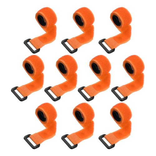 PATIKIL 0.8"x16" Reusable Cinch Straps, 10Pcs Adjustable Nylon Multipurpose Hook and Loop Cable Securing Straps with Plastic Buckle for Organizer Storage Cables Cords Ropes, Orange - color: Orange, size: 0.8" x 16"