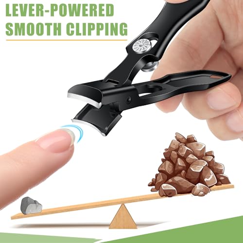 German Nail Clippers for Men Thick Nails, Heavy Duty Toenail Clippers for Seniors with Catcher, Portable Ultra Sharp Fingernail Clipper for Women with Large Wide Jaw Opening