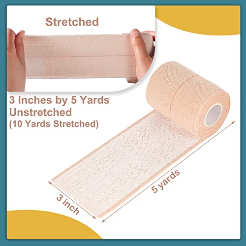 4 Rolls Elastic Tape Adhesive Elastic Tape Self Adhesive Bandage Wrap Flexible Stretch Bandages for Sports Support, Joint Protection & Pet Caring, 5 Yard(3 Inch in Width) - size: 3 Inch in Width